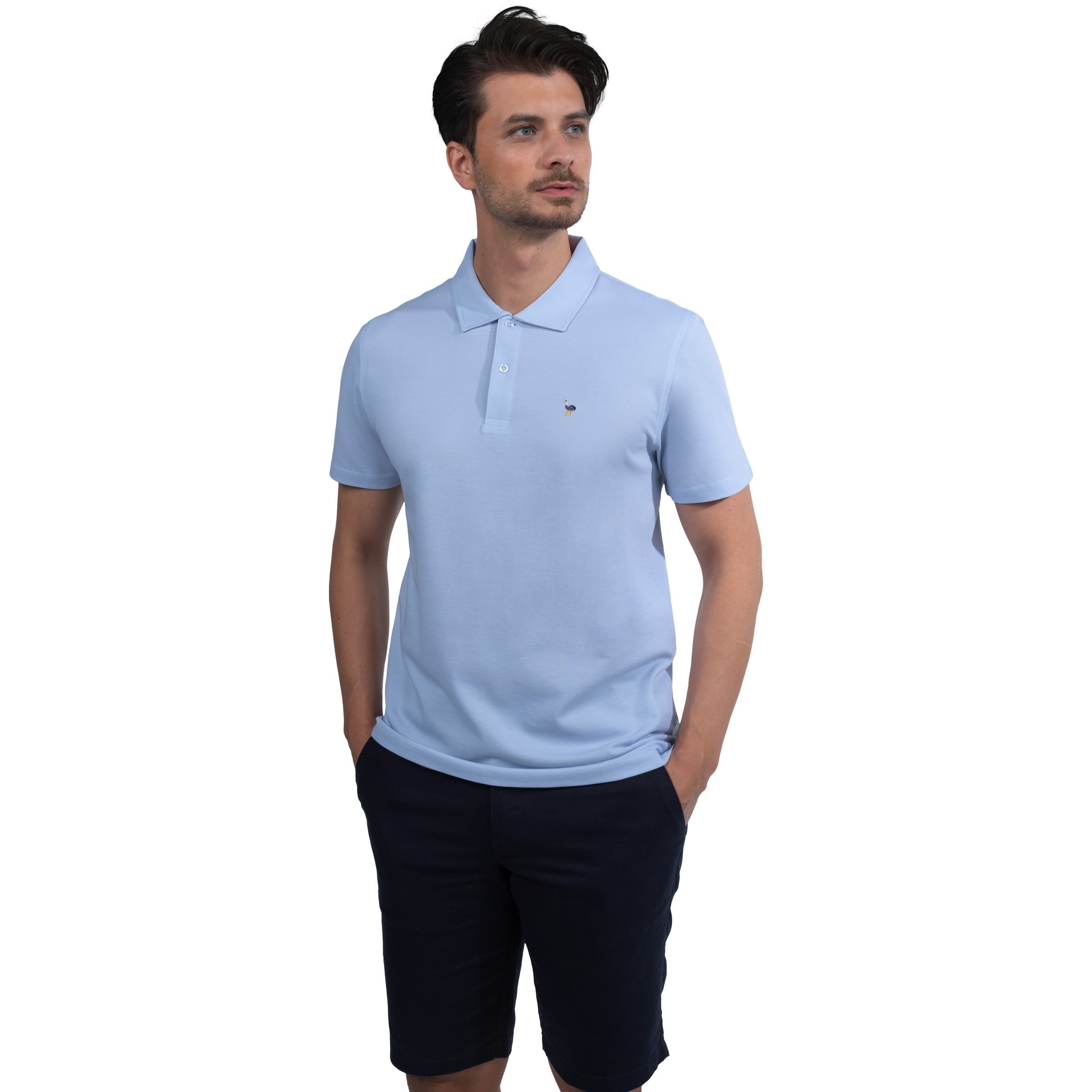 Men s Mercerized Polo Neck T Shirt Sky Blue Blinky London